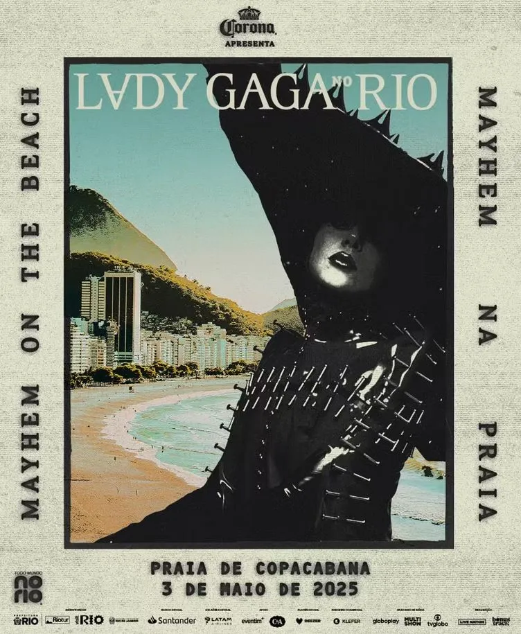 Cartaz de anúncio show Lady Gaga em Copacabana