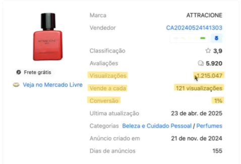 Print da tela de produto da Joom Pulse com novas funcionalidades