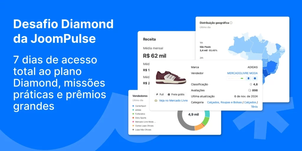 Informações sobre o desafio Diamond JoomPulse ao lado de dados extraídos da ferramenta