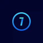 Número 7 em azul dentro de um círculo da mesma cor em fundo azul escuro
