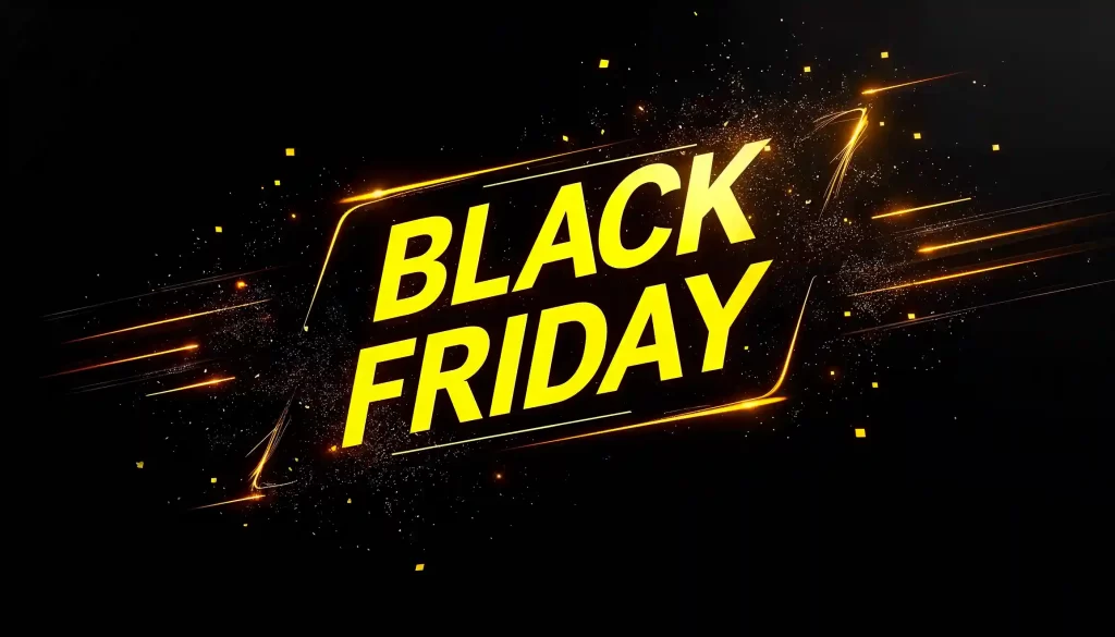 Termo Black Friday em amarelo com fundo preto