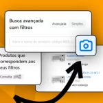 Arte de capa do artigo sobre o Buscar por Imagem com prints da ferramenta em fundo laranja