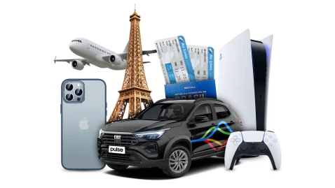 Todos os prêmios do Programa de Parceiros JoomPulse com destaque para o Fiat Pulse com logo da JoomPulse ao centro