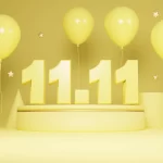 Ilustração do evento 11/11 com decoração festiva destacando o 11/11 bate recordes no Mercado Livre