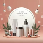 Kit de cosméticos em cenário natalino para aumentar ticket médio no Natal 2025