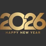 Arte com o número 2026 em dourado e a frase “Happy New Year” sobre fundo escuro, simbolizando início de um novo ciclo e planejamento estratégico.