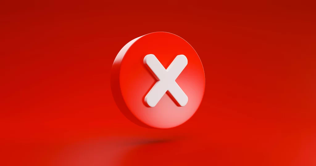 Ícone vermelho com símbolo de X em destaque, representando erro ao interpretar tendências de consumo BBB como oportunidade real de venda