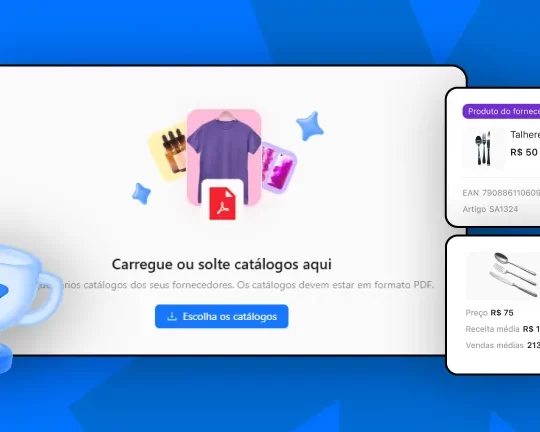 Arte de capa do artigo sobre o Scanner de catálogos com prints da ferramenta em fundo azul