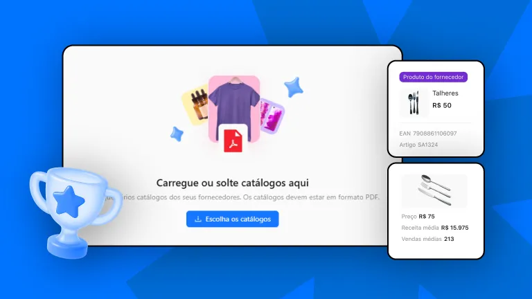 Arte de capa do artigo sobre o Scanner de catálogos com prints da ferramenta em fundo azul