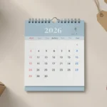 Calendário de abril com elementos de e-commerce como caixas e carrinho, representando oportunidades de vendas após a Páscoa