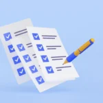 Checklist de regras e validações com marcações de confirmação, representando as regras do Mercado Livre para vendedores