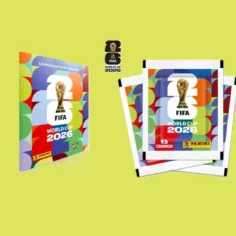 Álbum ilustrado oficial e pacotes de cromos Panini da FIFA World Cup 2026, representando a oportunidade de vender produtos do álbum de figurinhas da Copa 2026 no Mercado Livre