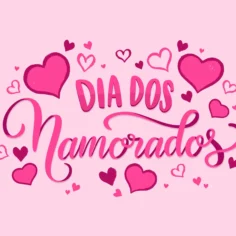 Ilustração com texto Dia dos Namorados em caligrafia rosa com corações ao fundo, representando as oportunidades de vendas e o que vender no Dia dos Namorados 2026