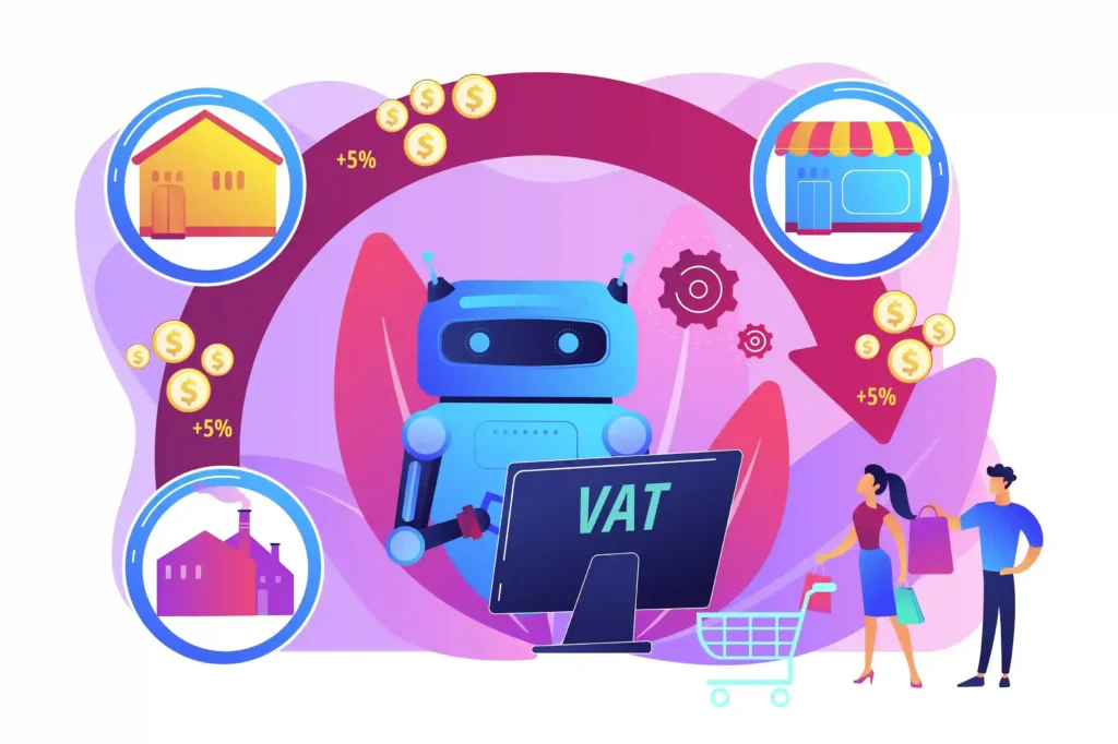 Ilustração de inteligência artificial para marketplace automatizando processos e apoiando vendedores na gestão de operações e vendas