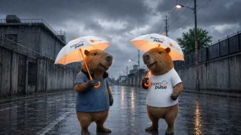 Capivaras com guarda-chuvas da JoomPulse e Shopee representando análise Shopee com dados de mercado