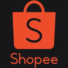 Logo da Shopee com sacola de compras laranja sobre fundo preto