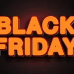 Ilustração com a frase “Black Friday” em destaque, cercada por caixas de presente e elementos decorativos, representando a preparação para a Black Friday 2026