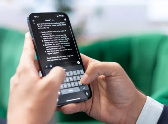 Pessoa usando o ChatGPT pelo celular para interagir com inteligência artificial